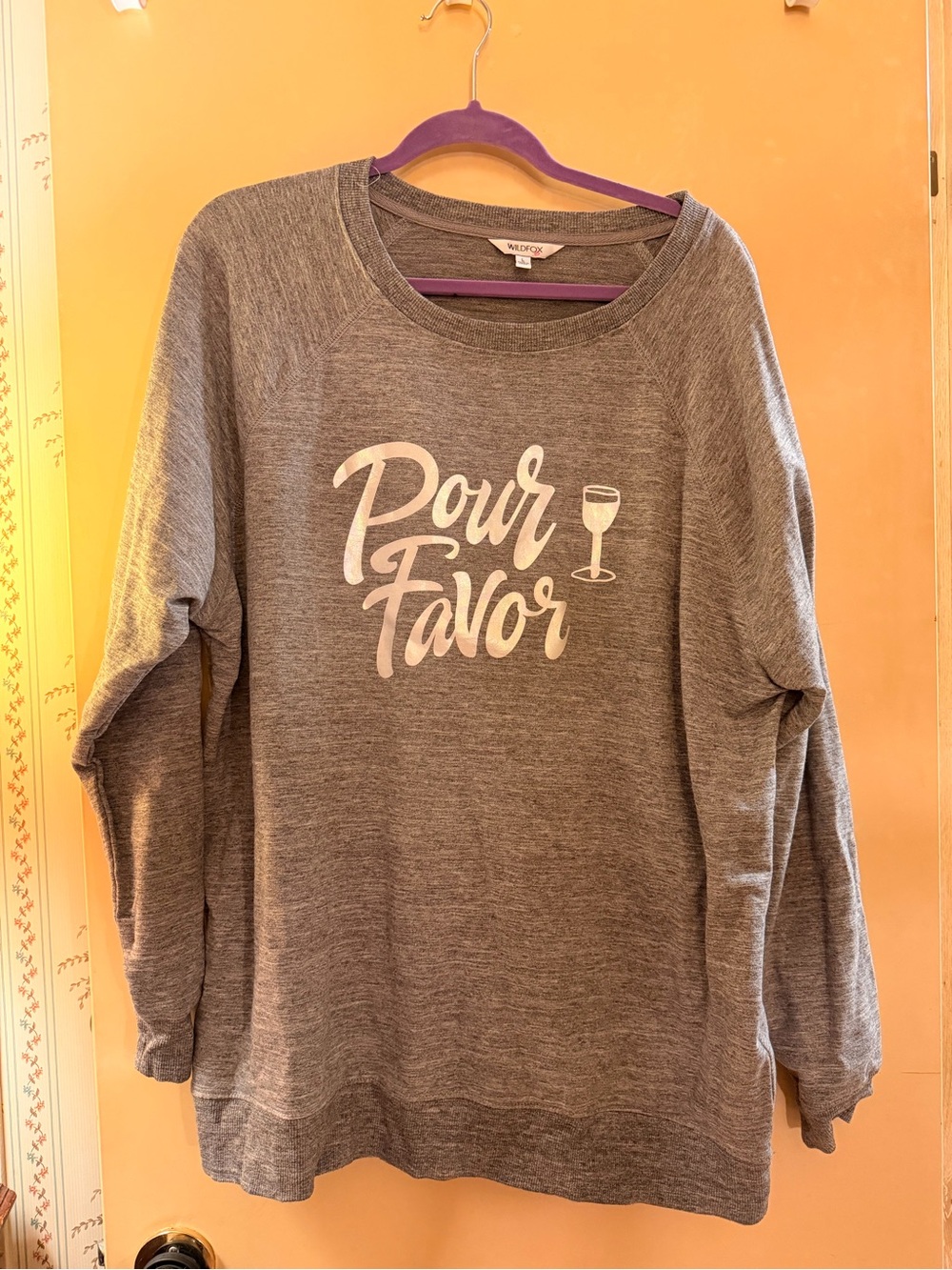 Wildfox Gray 'Pour Favor' Pullover Sweatshirt - Picture 1 of 3